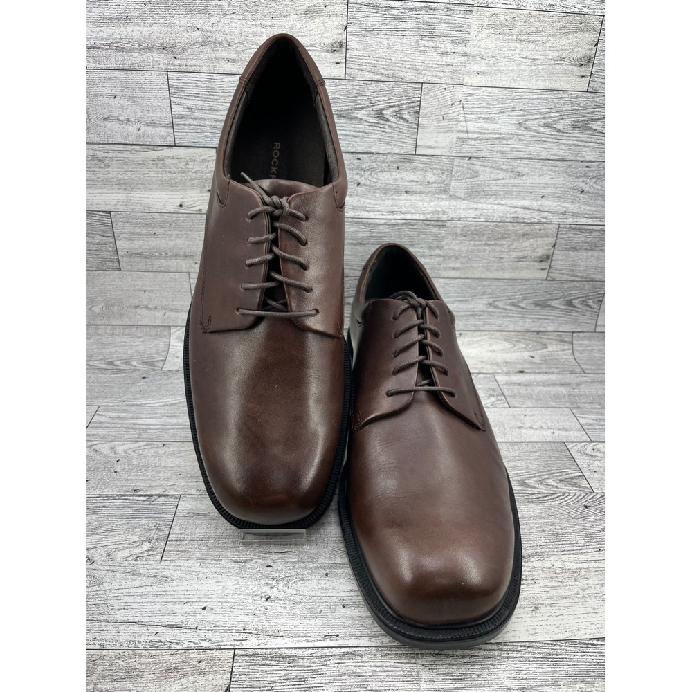 Rockport Essential Details Waterproof Brown Leather Plain Toe Oxfords Men Sz 12M